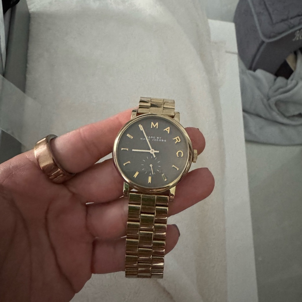 Marc Jacobs Gold-Tone Watch with Black Dial
